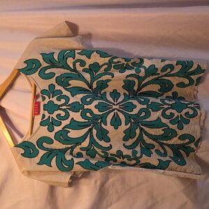 Elle Teal and Black Abstract Blouse Womens Size Small (Christina #20)